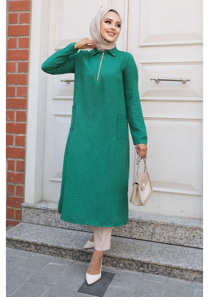 Cepli Yeşil Tesettür Tunik 4771Y