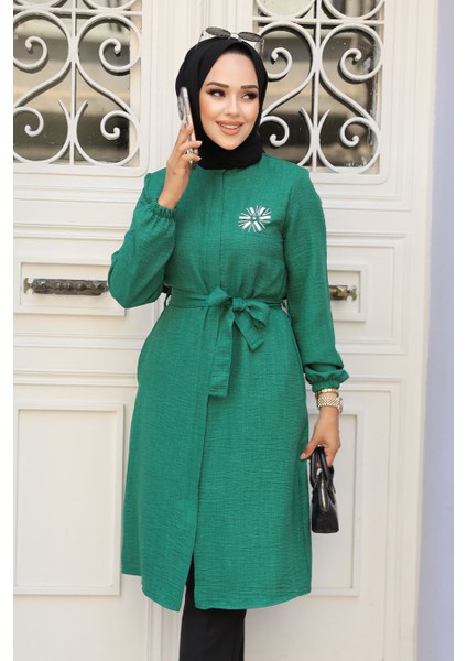 Kemerli Yeşil Tesettür Tunik 646Y fiyatları