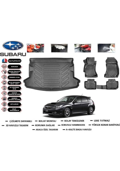 Subaru Impreza 2013 Model Bagaj Havuzu Araca Özel Paspas Takımı Flex