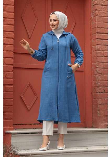 - Kapşonlu Indigo Mavisi Tesettür Kap 539IM fiyatları