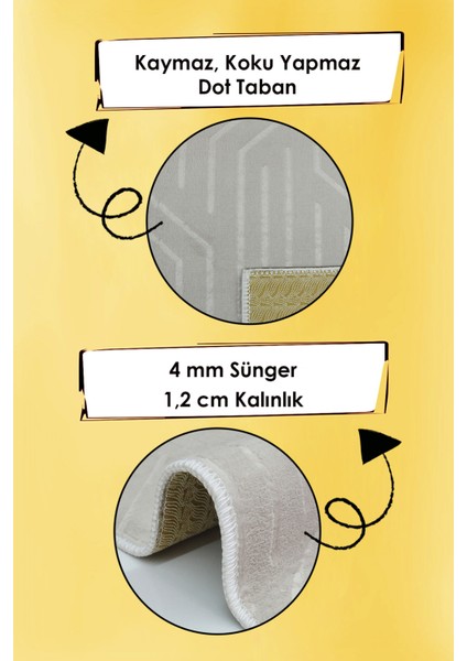 Kaymaz Tabanlı Kesme Kabartmalı Salon Koridor Mutfak Halısı 5025V Vizon