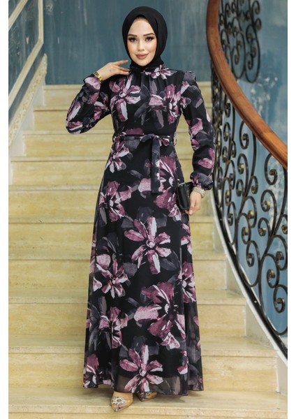 - Çiçek Desenli Gül Kurusu Tesettür Elbise 279322GK fiyatları