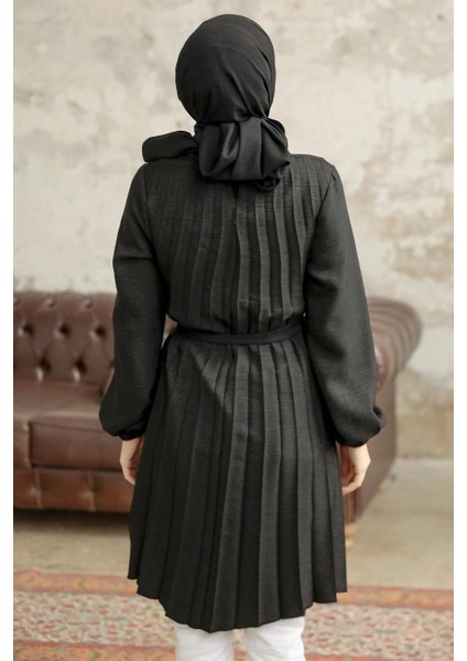 - Pileli Siyah Tesettür Tunik 41233S modelleri