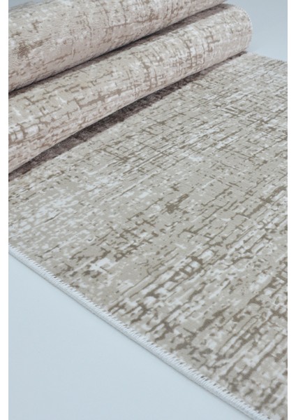 Kaymaz Tabanlı Kesme Kabartmalı Salon Koridor Mutfak Halısı 5002V Vizon