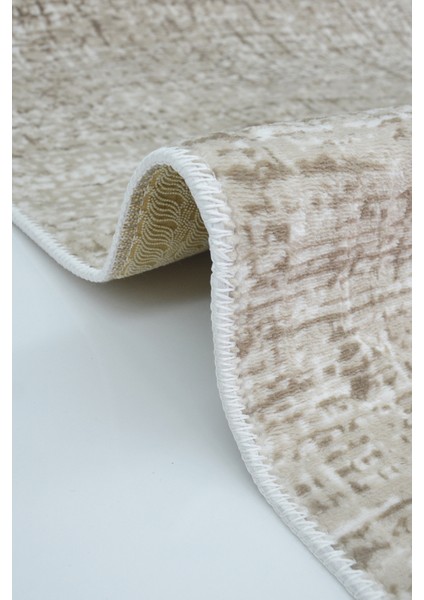 Kaymaz Tabanlı Kesme Kabartmalı Salon Koridor Mutfak Halısı 5002V Vizon fırsatları