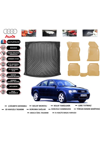 Audi A6 2001 Model Bagaj Havuzu(Paspası)+Araca Özel Bej Paspas Takımı Flex