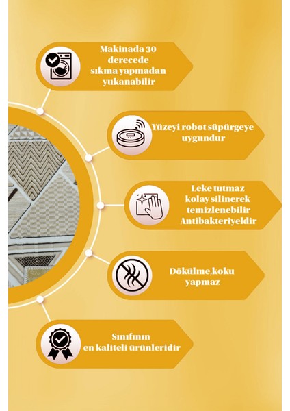 Kaymaz Tabanlı Kesme Kabartmalı Salon Koridor Mutfak Halısı 5017V Vizon