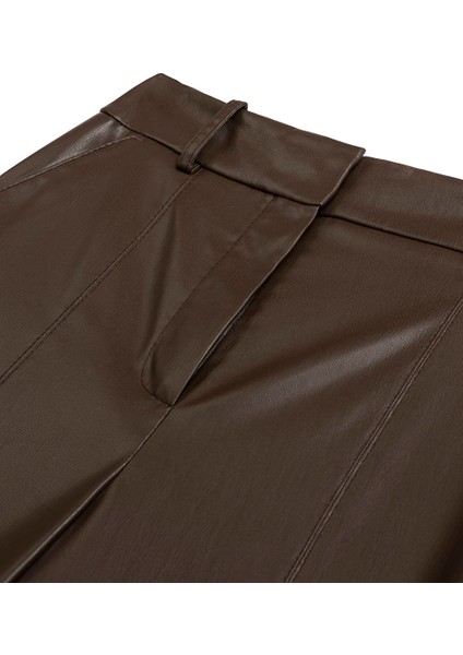 Deri görünümlü straight fit pantolon IW6240003407074 indirimleri