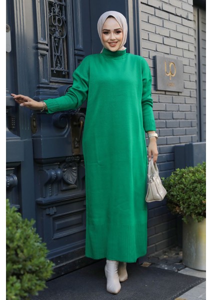 Yeşil Tesettür Triko Elbise 3409Y fiyatları