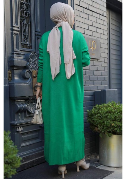 Yeşil Tesettür Triko Elbise 3409Y fırsatları