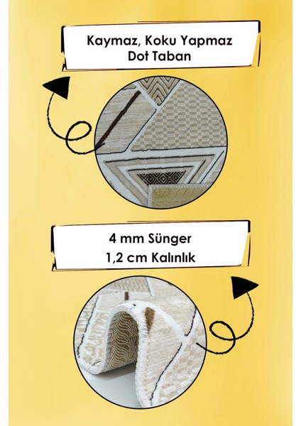 Kaymaz Tabanlı Kesme Kabartmalı Salon Koridor Mutfak Halısı 5017V Vizon