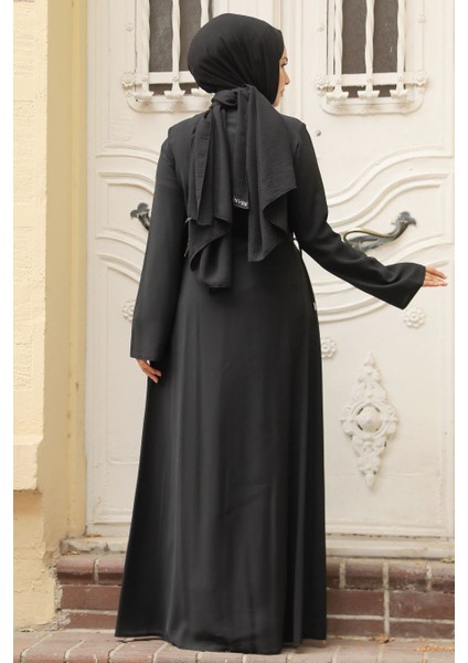 Boncuk Detaylı Siyah Tesettür Ferace 20008S fiyatları