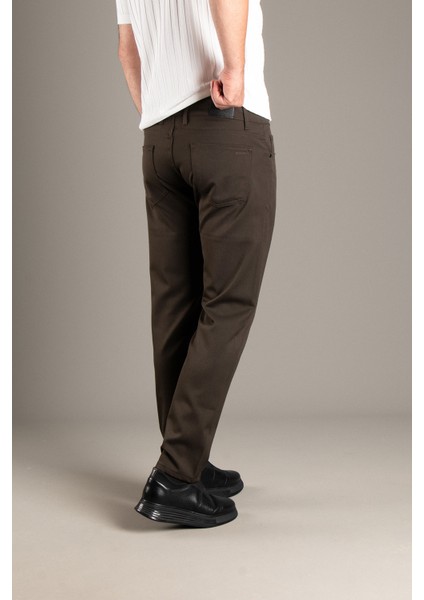Erkek Kahve Esnek Keten Pantolon modelleri