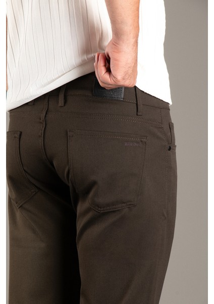 Erkek Kahve Esnek Keten Pantolon indirimleri