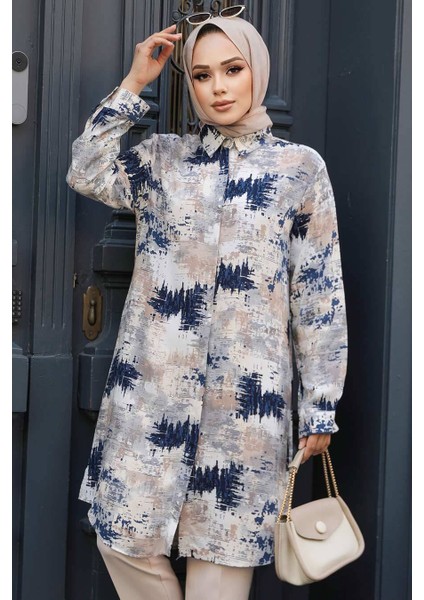 Desenli Vizon Tesettür Tunik 11677V