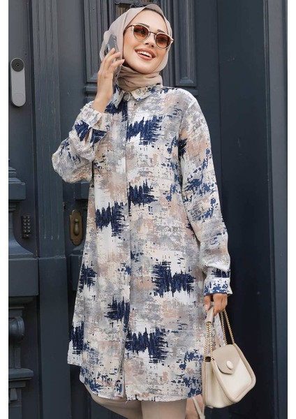 Desenli Vizon Tesettür Tunik 11677V fiyatları