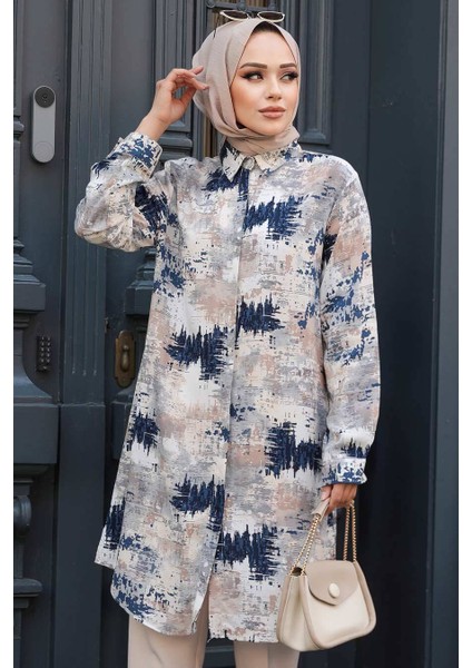 Desenli Vizon Tesettür Tunik 11677V modelleri