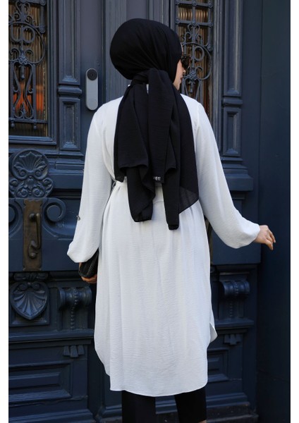 Kemerli Ekru Tesettür Tunik 21095E modelleri