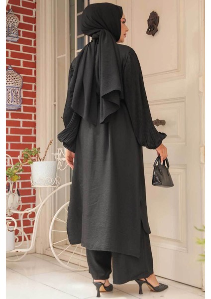 Düğmeli Siyah Tesettür Ikili Takım 12581S modelleri