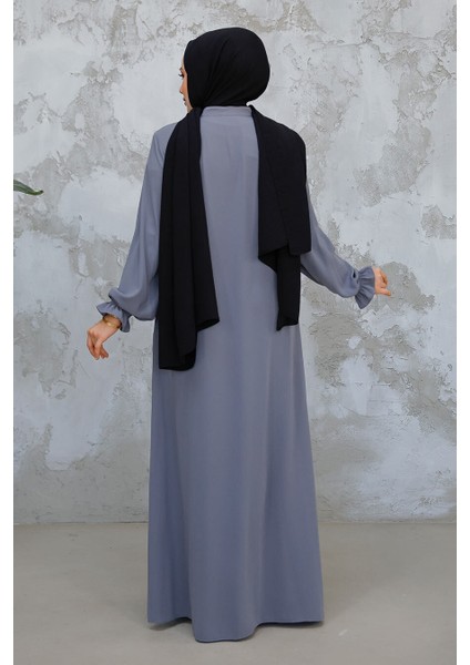 Düğmeli Gri Tesettür Ferace 45275GR indirimleri