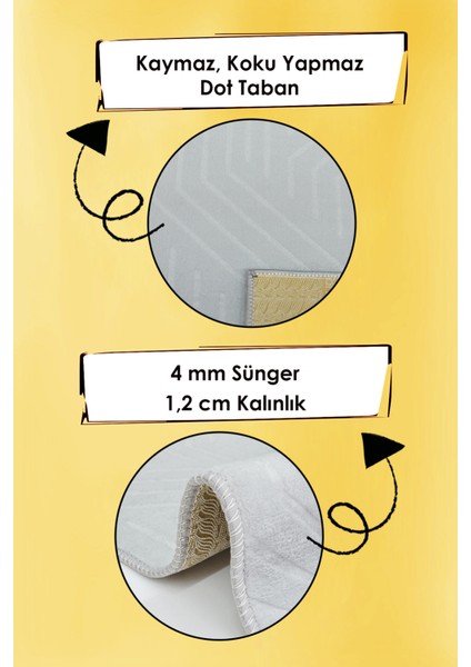 Kaymaz Tabanlı Kesme Kabartmalı Salon Koridor Mutfak Halısı 5025G Gri