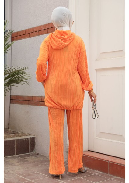 Pileli Turuncu Tesettür İkili Takım 100075T modelleri