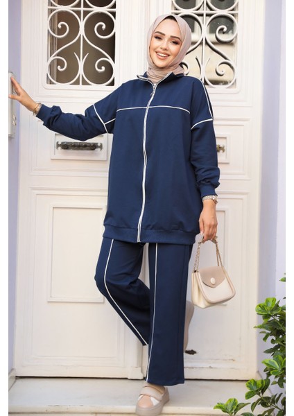 Fermuarlı Lacivert Tesettür Ikili Takım 20105L