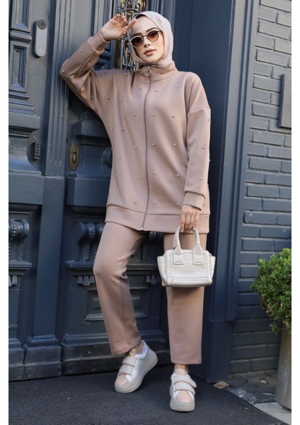 Fermuarlı Bisküvi Tesettür Ikili Takım 12401BS modelleri