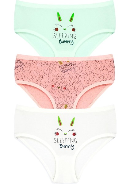 Kız Çocuk Külot 3'lü Baskılı (%96 Pamuk - %4 Elastan)