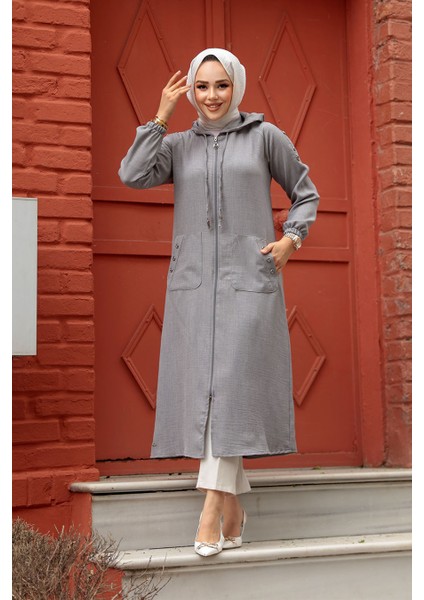 - Kapşonlu Gri Tesettür Kap 511GR fiyatları