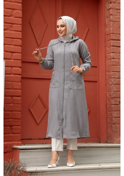 - Kapşonlu Gri Tesettür Kap 511GR modelleri