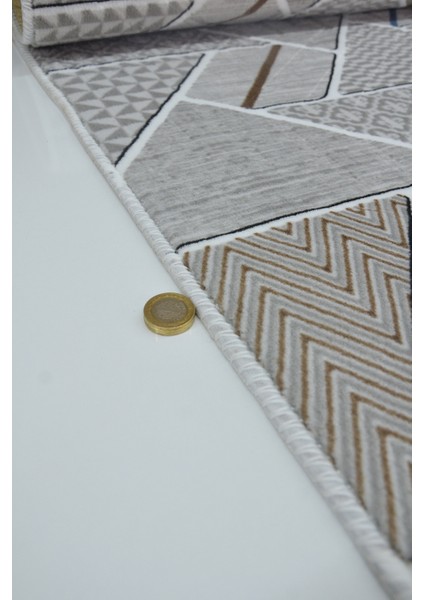 Kaymaz Tabanlı Kesme Kabartmalı Salon Koridor Mutfak HALISI5017G Gri indirimleri