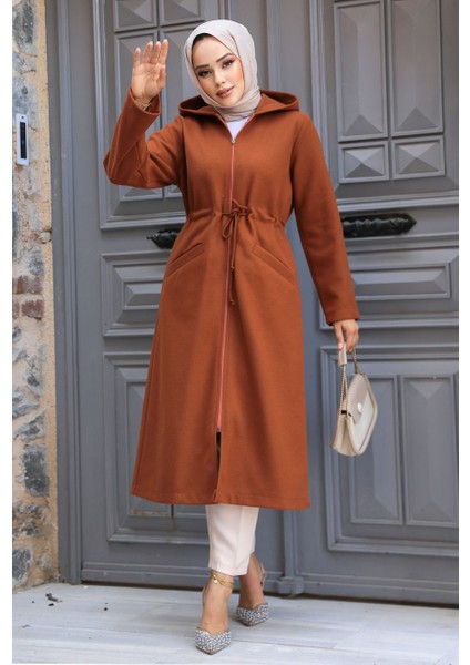 Kapşonlu Taba Tesettür Kaşe Kap 5947TB modelleri