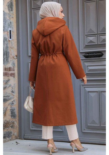 Kapşonlu Taba Tesettür Kaşe Kap 5947TB fırsatları