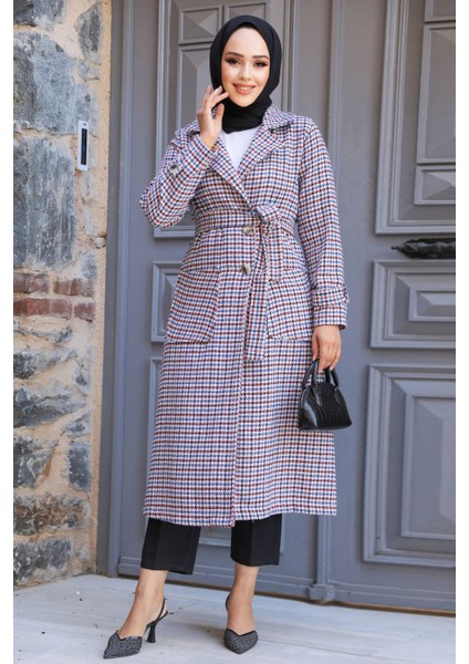 Kazayağı Desenli Mürdüm Kaşe Tesettür Kap 5956MU fiyatları