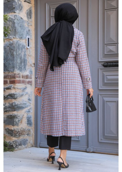 Kazayağı Desenli Mürdüm Kaşe Tesettür Kap 5956MU modelleri