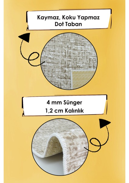 Kaymaz Tabanlı Kesme Kabartmalı Salon Koridor Mutfak Halısı 5002V Vizon