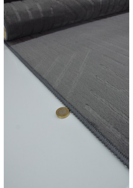 Kaymaz Tabanlı Kesme Kabartmalı Salon Koridor Mutfak HALISI5025A Antrasit indirimleri