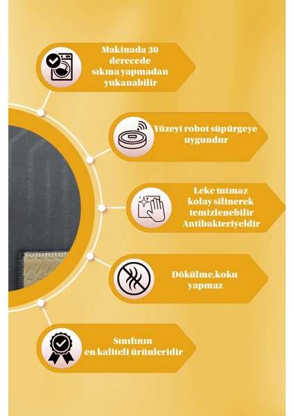 Kaymaz Tabanlı Kesme Kabartmalı Salon Koridor Mutfak HALISI5025A Antrasit