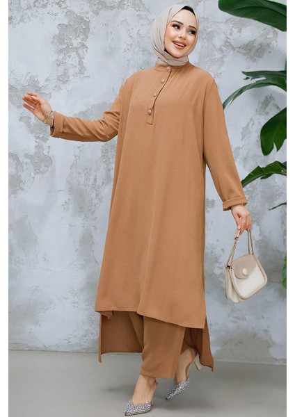 Arkası Uzun Camel Tesettür Ikili Takım 10102C