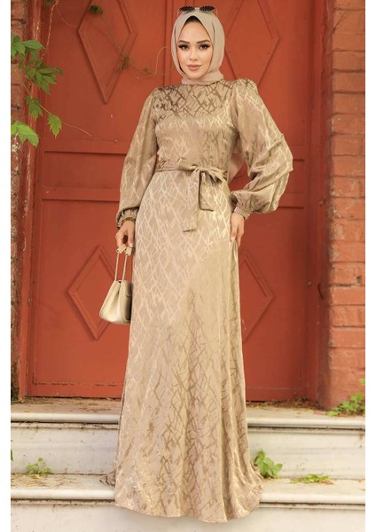 Desenli Vizon Tesettür Elbise 23272V fiyatları