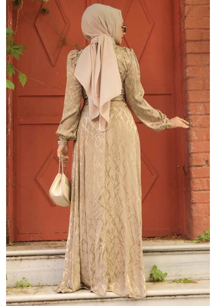 Desenli Vizon Tesettür Elbise 23272V modelleri