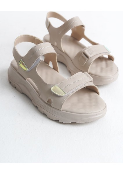 Lamıa Cırt Cırtlı Ortopedik Taban Kadın Sandalet Ckt - Krem fırsatları