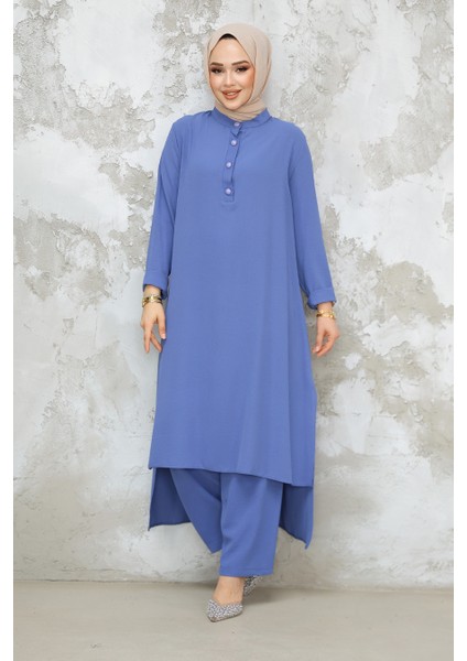 Arkası Uzun Indigo Mavisi Tesettür Ikili Takım 10102IM fiyatları