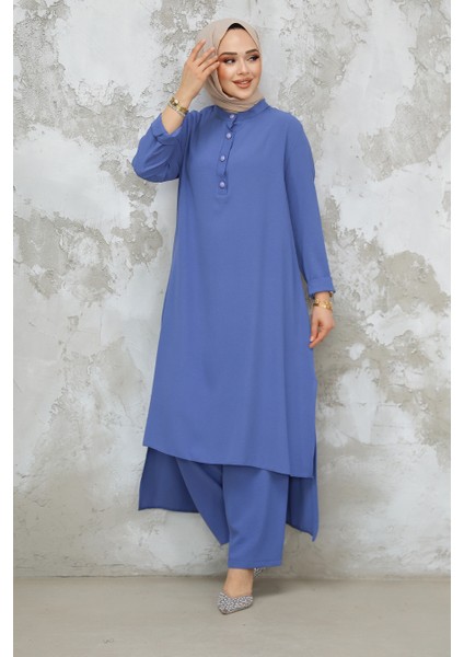 Arkası Uzun Indigo Mavisi Tesettür Ikili Takım 10102IM fırsatları