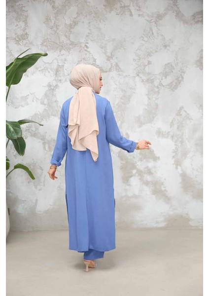 Arkası Uzun Indigo Mavisi Tesettür Ikili Takım 10102IM indirimleri