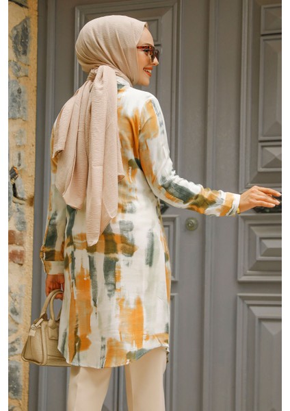 Desenli Camel Tesettür Tunik 11690C fırsatları