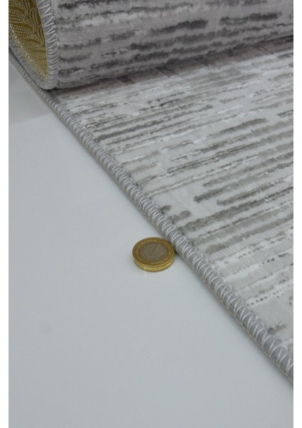 Kaymaz Tabanlı Kesme Kabartmalı Salon Koridor Mutfak HALISI5015G Gri indirimleri