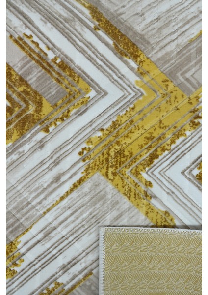 Kaymaz Tabanlı Kesme Kabartmalı Salon Koridor Mutfak HALISI5014G Gold modelleri