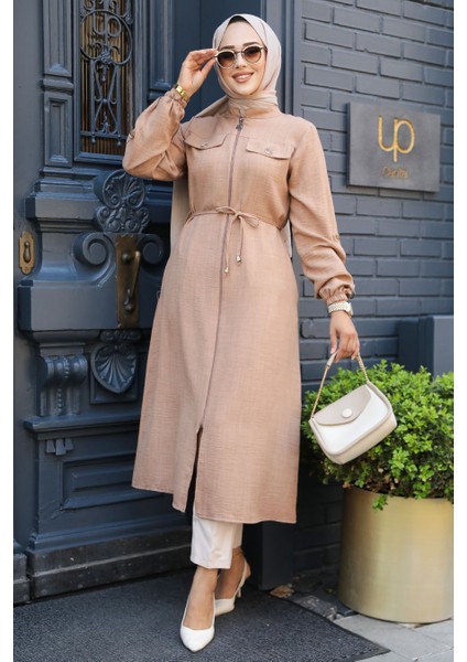 Düğmeli Camel Tesettür Tunik 645C modelleri